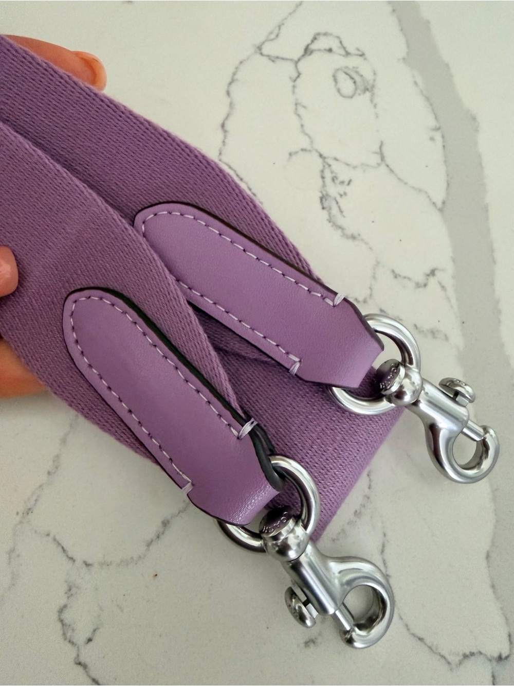 Coach Lavender /Purple Canvas
Adjustable Crossbody Strap with Silver Hardware - Picture 4 of 9